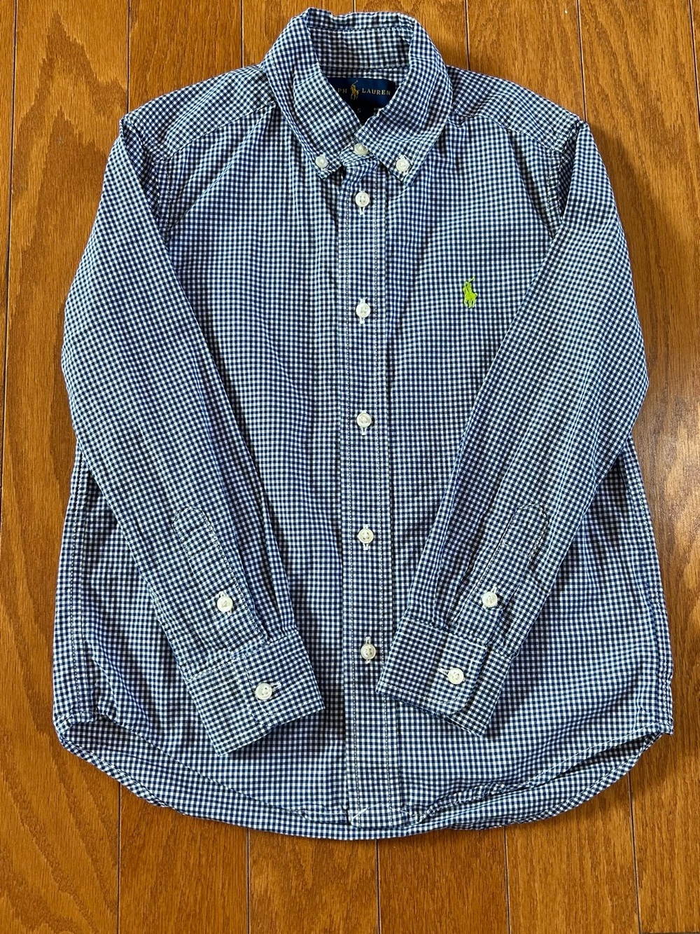 Ralph Lauren Boy’s Navy and White Gingham Button-Down Shirt